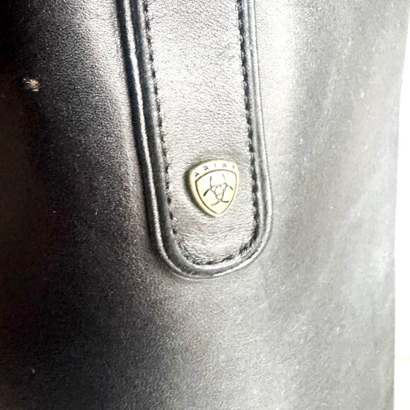 Ariat Black Back Zipper Black Leather Riding Boots 8B - Picture 8 of 9